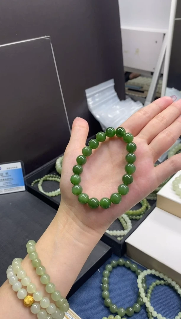 手链未镶嵌和田玉卡10mm 碧玉