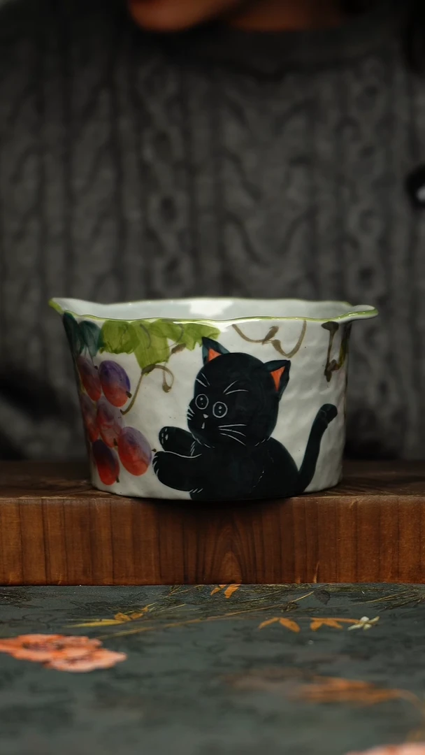 瓷片釉下彩手工手绘同款陶器