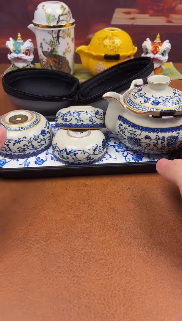 陶瓷茶具摆件旅行套组