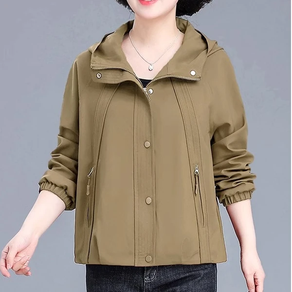 中年妈妈春装洋气外套大码宽松2025新款中老年女春秋休闲夹克上衣