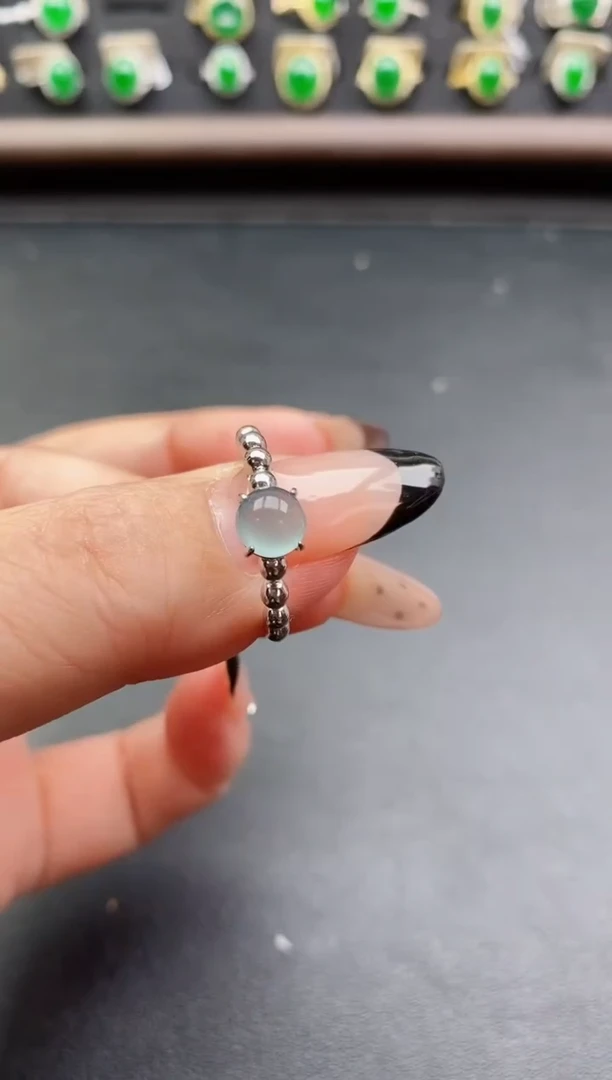 银S925镶嵌戒指翡翠1