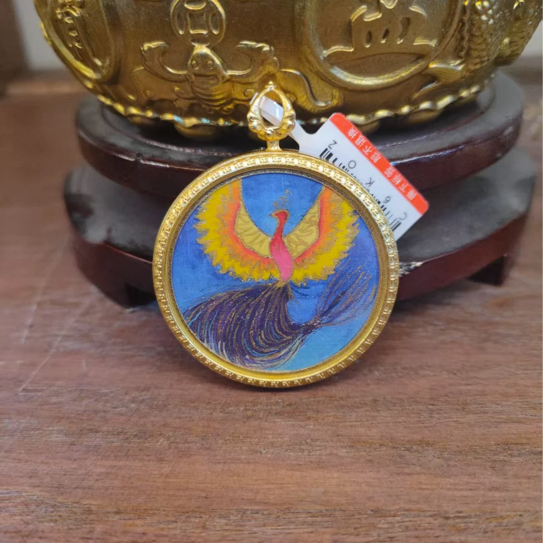 非金属布艺吊坠 朱雀 九紫离火圆卡唐卡 C6KOZ