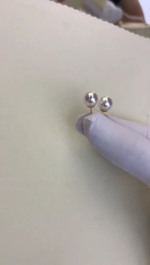 18K金镶嵌DA海水珍珠 GD015 8-8.5 素钉定制