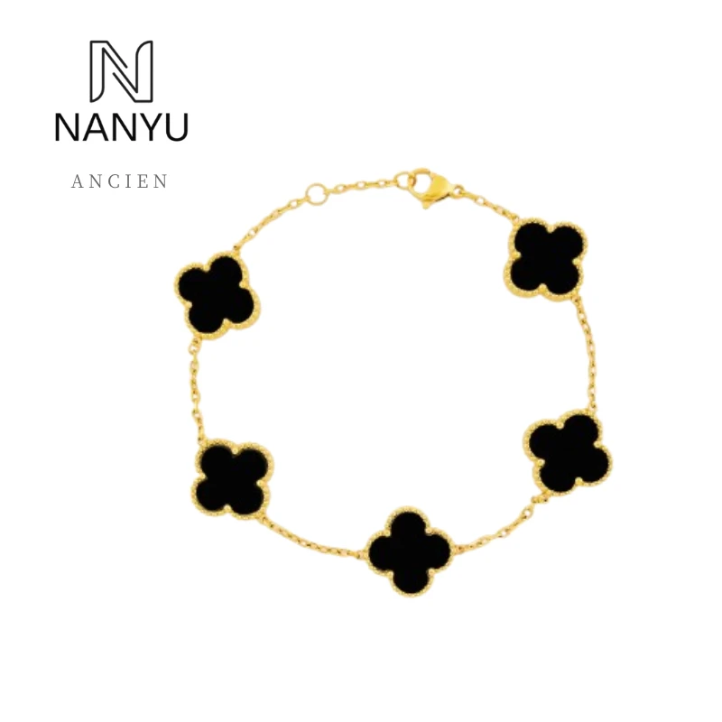 铜合金手链 24K现代鎏金四叶草五花百搭简约气质轻奢时尚手链