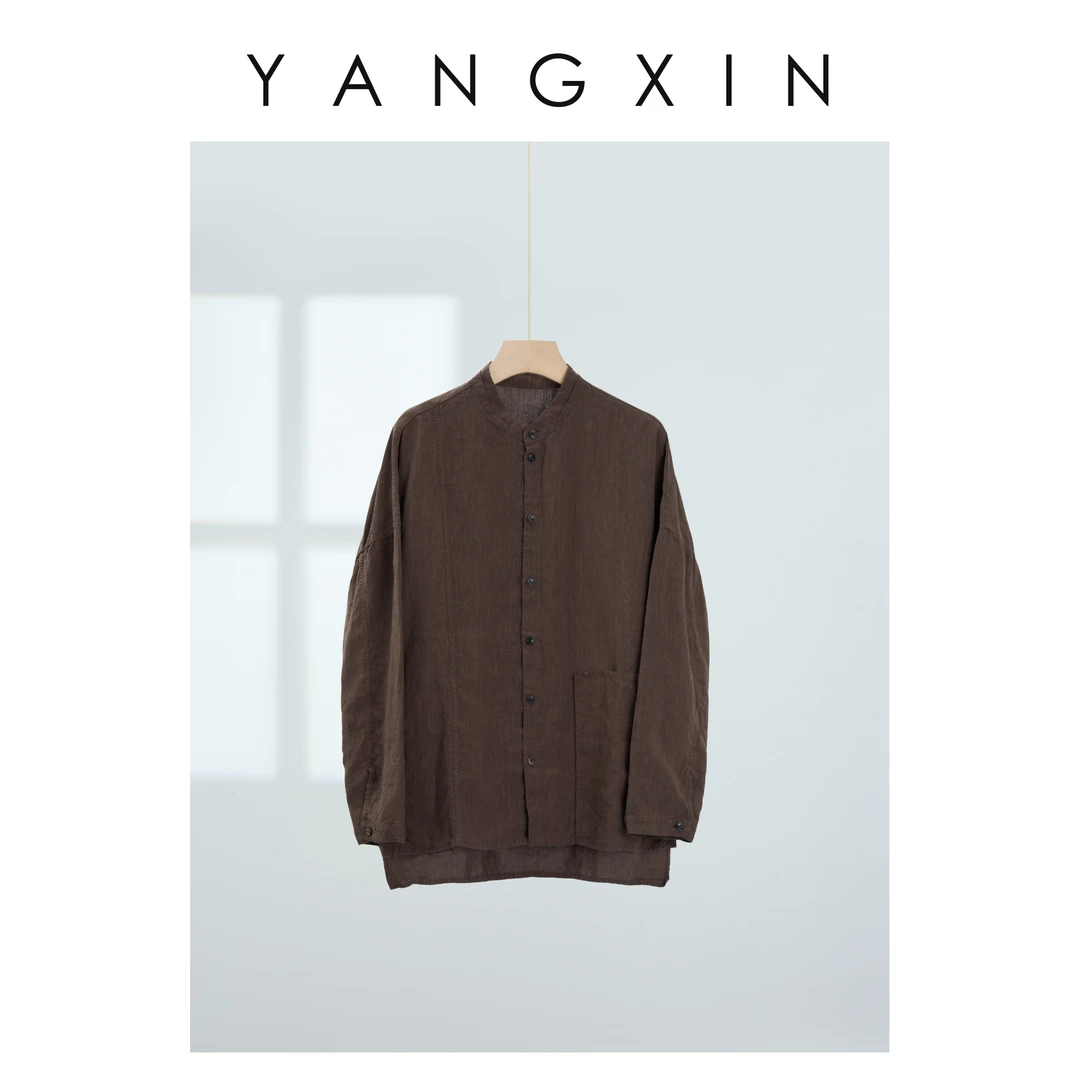 【无龄·杨昕】“衫若云栖”复古纹理中式立领长袖衬衫SS06105