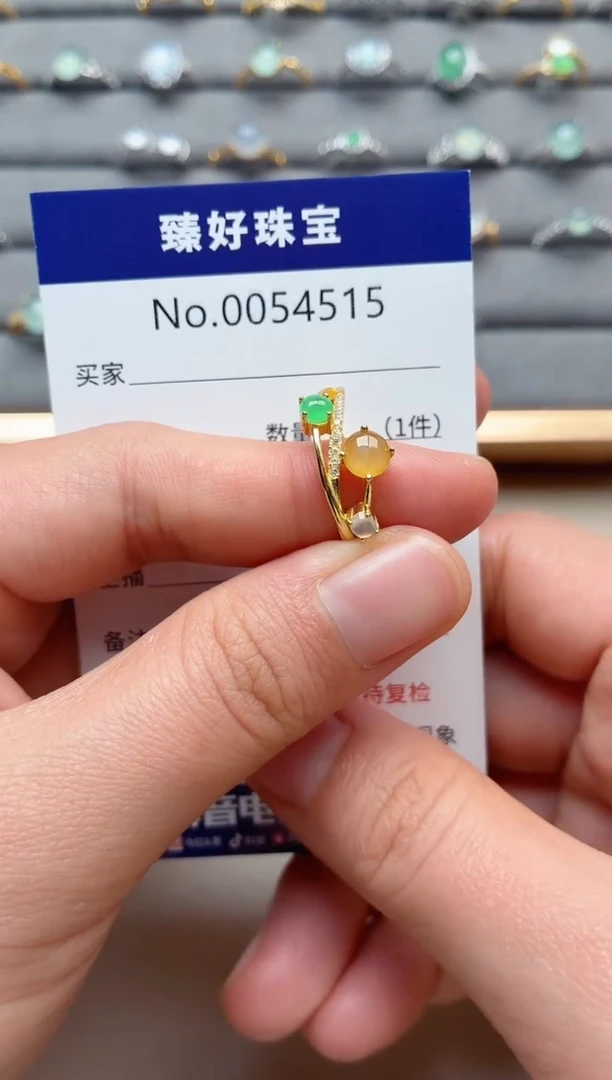 银S925镶嵌戒指翡翠1