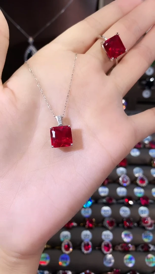 吊坠(赠链)银S925镶嵌红宝石10银