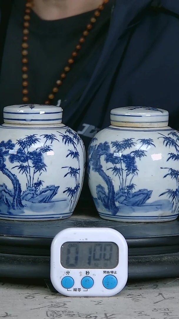 陶兵*青变化精慧吗花卉图一对