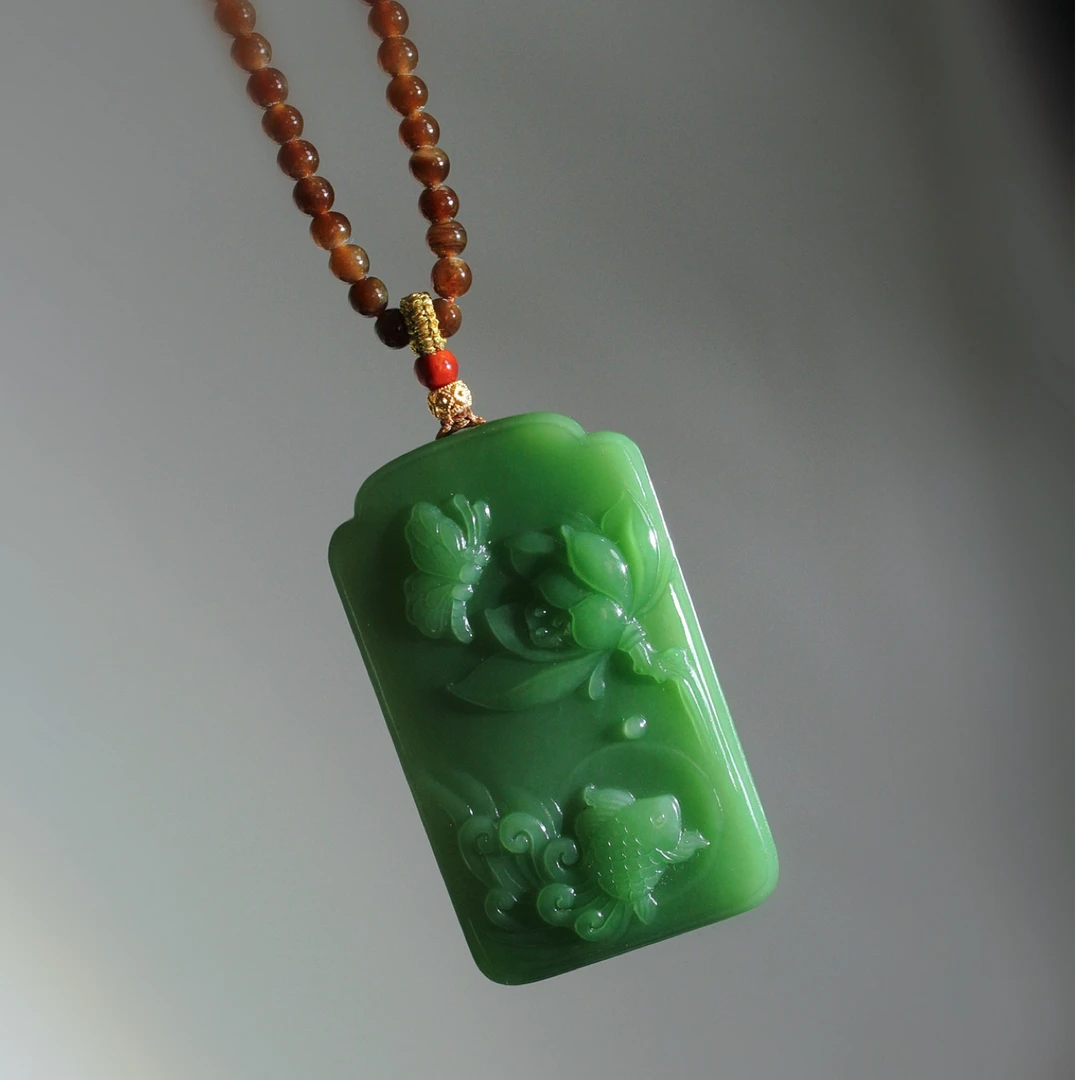 【岚溪珠宝】——碧玉肉粉绿，金玉（鱼）满堂，荷荷美美，平安牌。。。