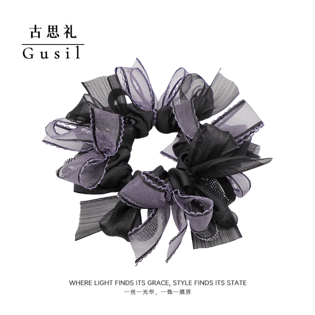 轻奢盘发慵懒蝴蝶结法大肠发圈GS9396