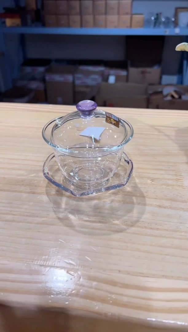 禾器-禅语盖碗-浅紫色