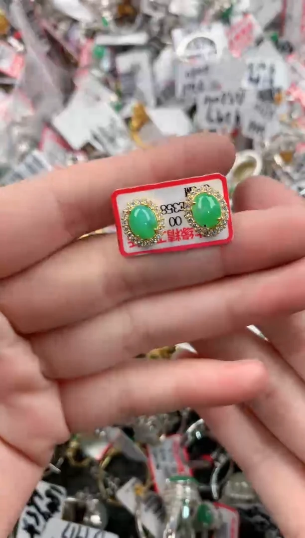 银S925镶嵌戒指翡翠666----7