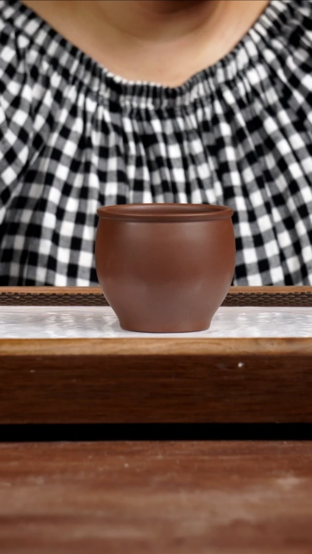 茶壶紫砂80年代一厂老紫泥缸杯250CC