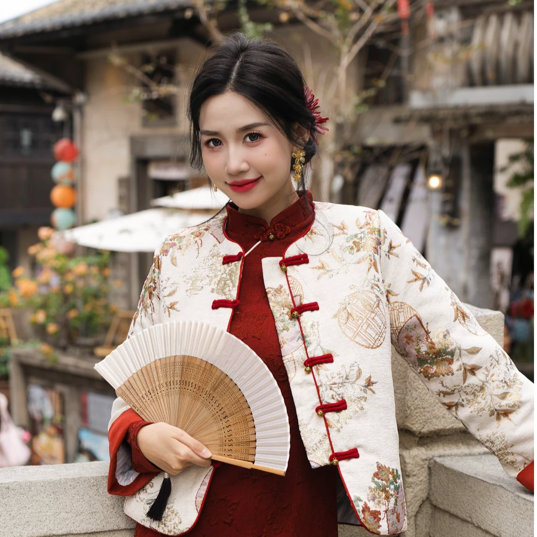 小个子新中式国风唐装短款外套2025秋冬新款冬季加厚夹棉上衣女装