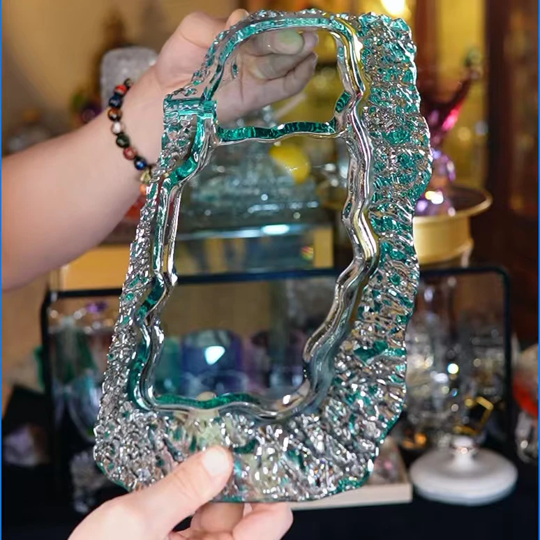 千里江山水晶桌面托盘茶盘杯托