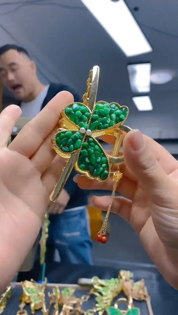 【闪购商品】翡翠耳饰合金0452翡翠发簪