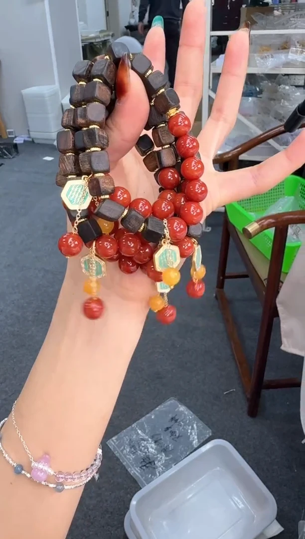 【闪购商品】南红玛瑙手链未镶嵌A008南红木头方块款