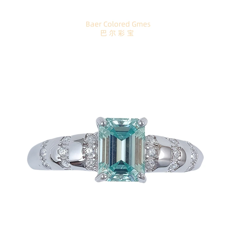 巴尔彩宝925银戒指 绿钻轻奢豪镶时尚气质精致百搭女神戒指50199