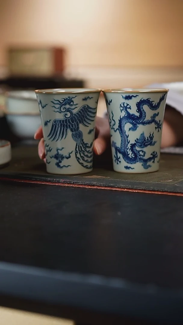 买一送一 素器 龙可乐杯送没有底款瑕疵凤可乐杯