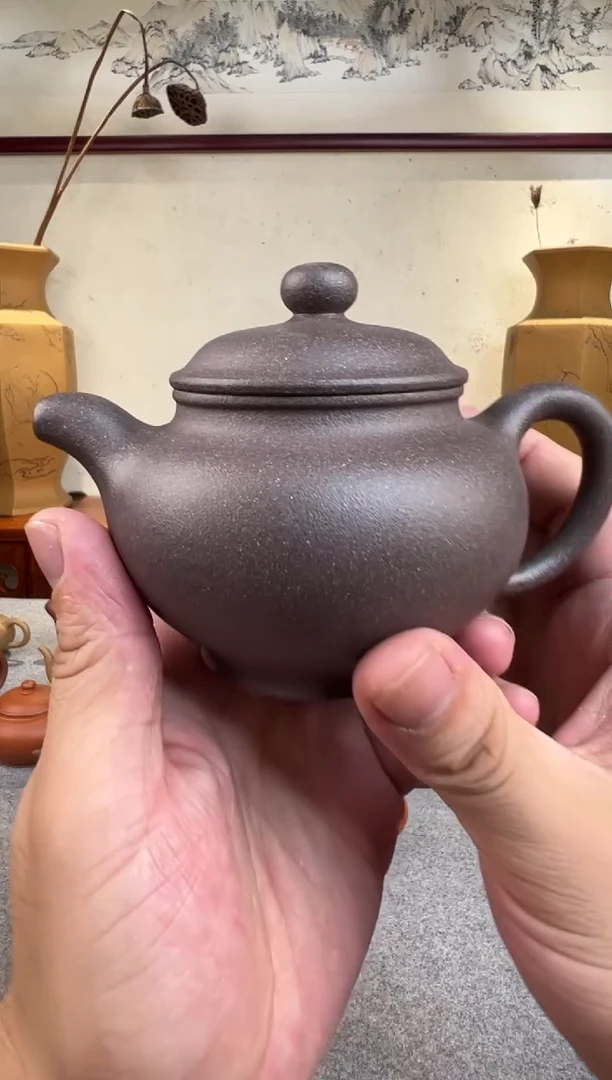 茶壶紫砂掇只 原矿紫泥-鲨皮青 半手制作