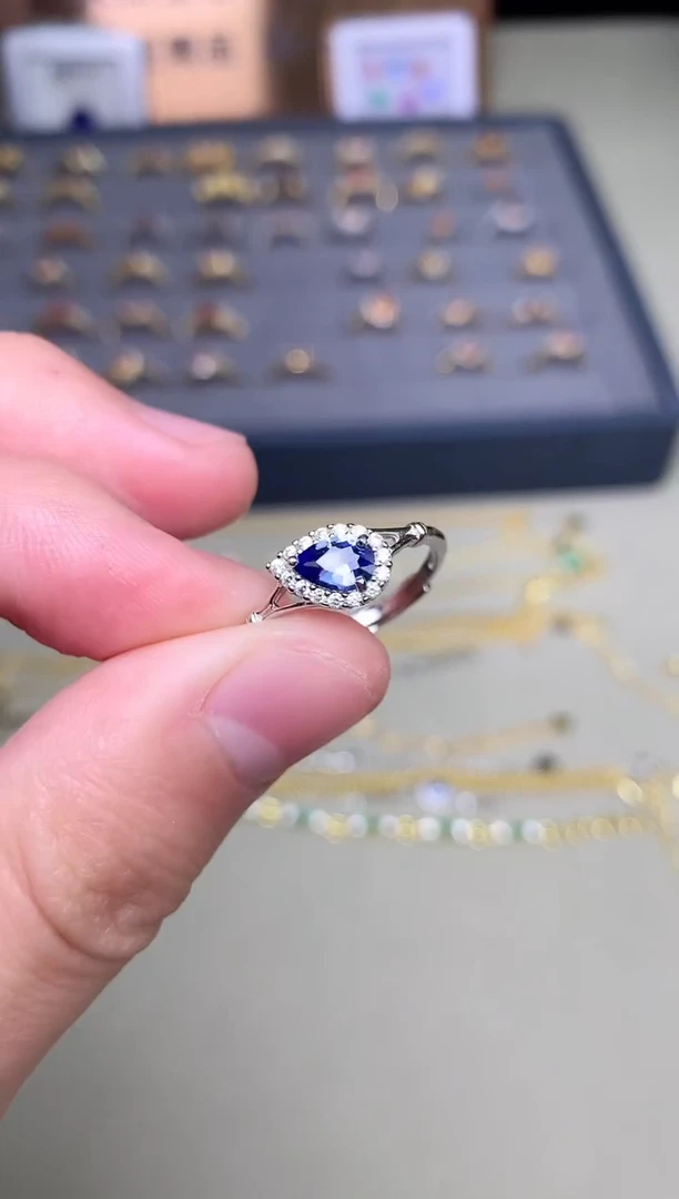 【闪购商品】蓝宝石戒指银S925镶嵌戒指