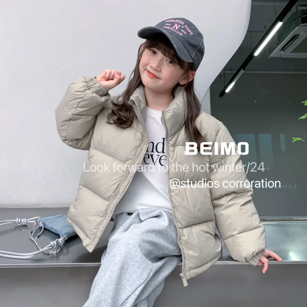 2025小面包羽绒服童装短款男童女童2024新款白鸭绒短款外套冬装