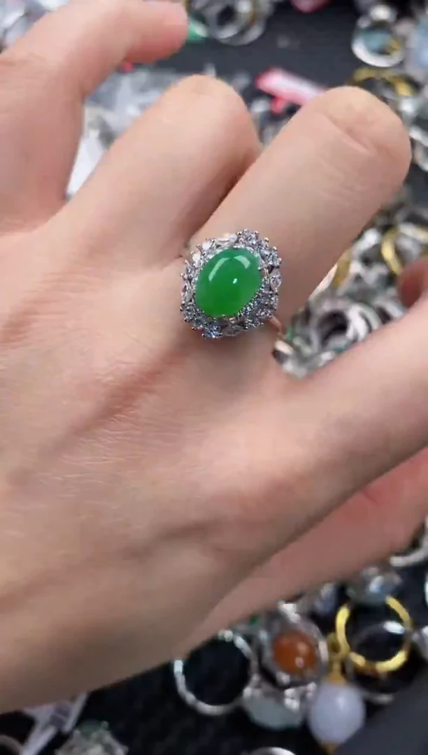 银S925镶嵌戒指翡翠888  6