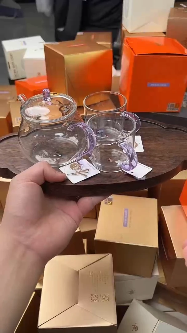 @@禾器晶彩青云壶钱浅紫色+逸杯紫2只