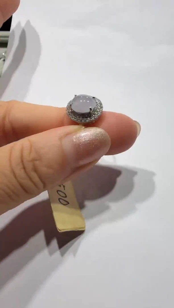 银S925镶嵌戒指翡翠925银镶缅甸A货翡翠戒指