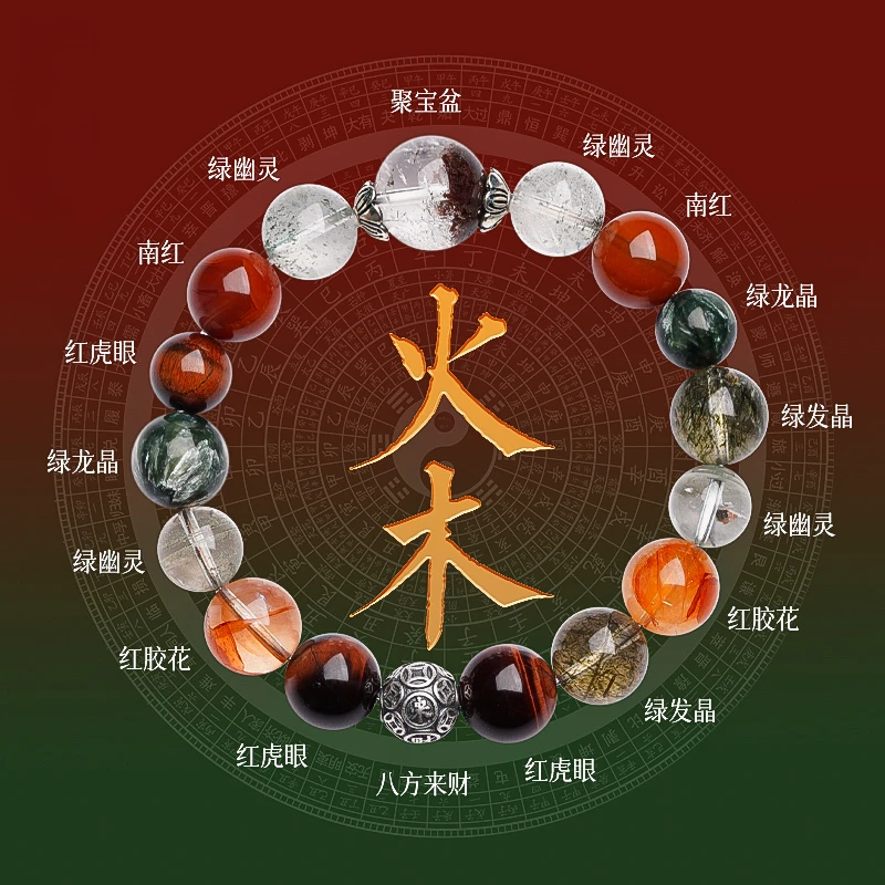 五行喜用火木补缺手链聚宝盆多宝手串天然水晶平衡能量多样性发一