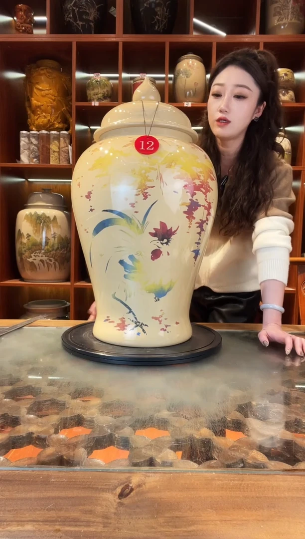 罐李旭泽作品大号白泥缸@12