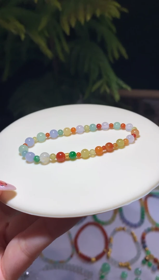 【闪购商品】定制翡翠未镶嵌5.6/4.7多宝手串8800+880