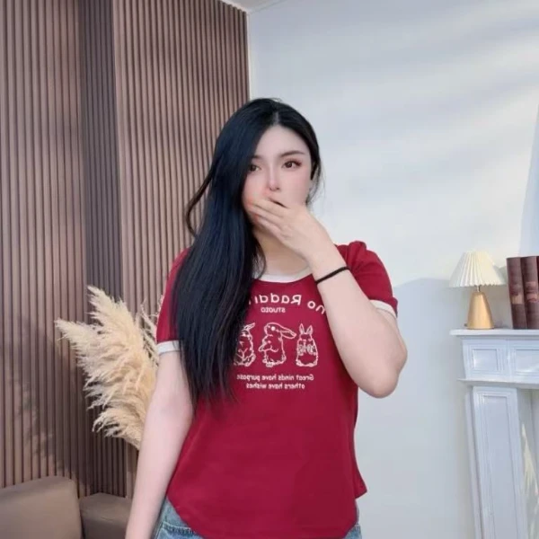 2025新款大码女装胖mm灰色撞色印花短袖正肩T恤女百搭显瘦上衣