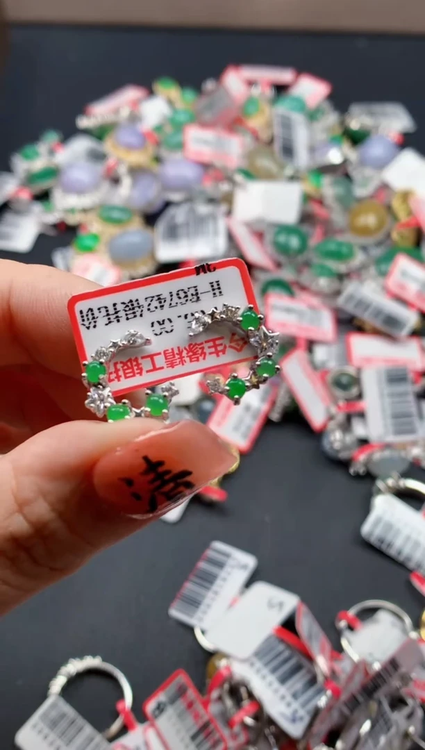 银S925镶嵌戒指翡翠天然A货缅甸翡翠