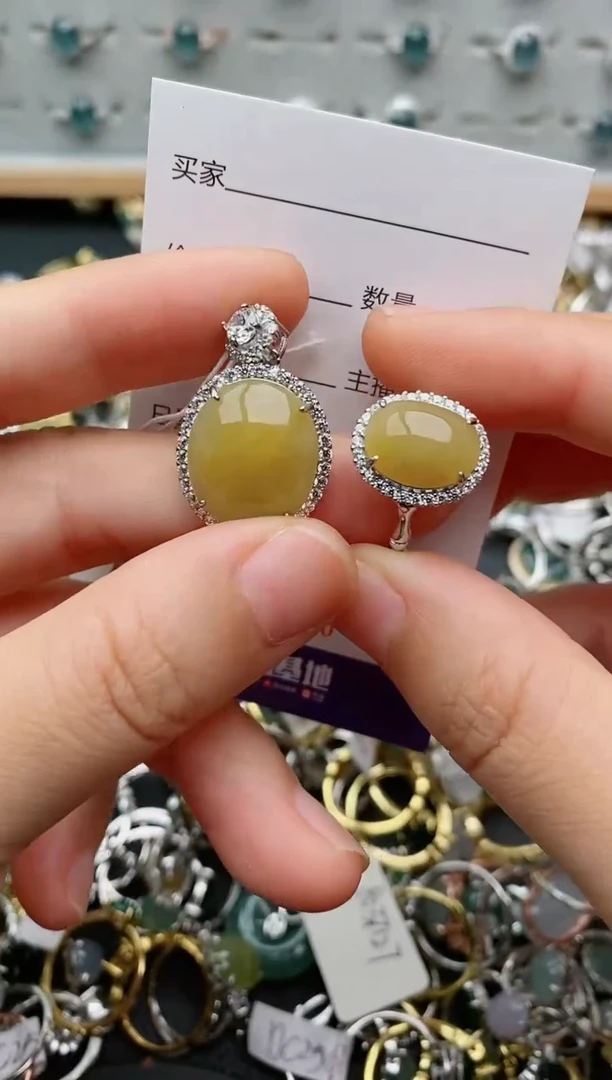 银S925镶嵌戒指翡翠.9289