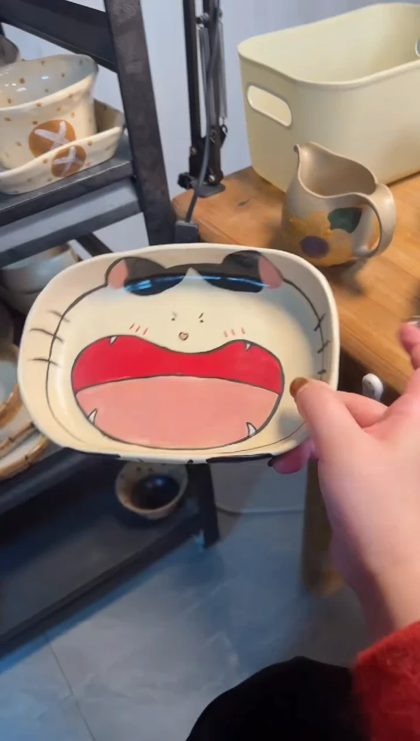 【闪购商品】猫咪盘高温瓷器瓷器