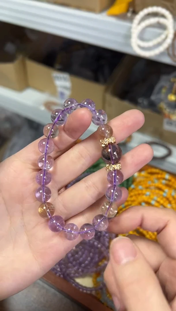 【闪购商品】水晶手链未镶嵌紫黄晶水晶大顶珠手串[1514]