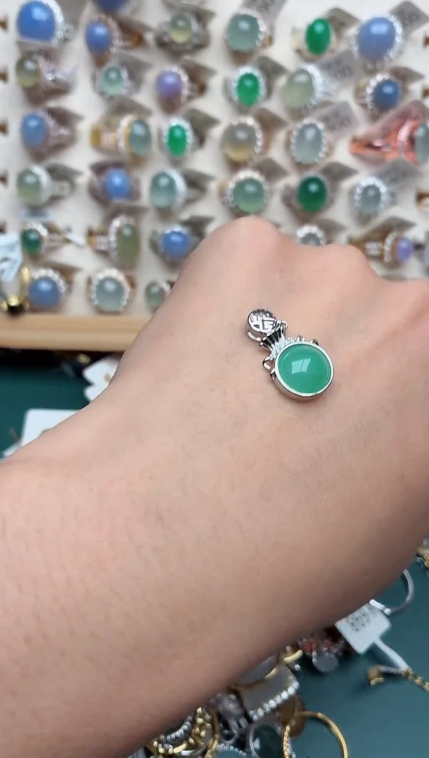 银S925镶嵌戒指翡翠.