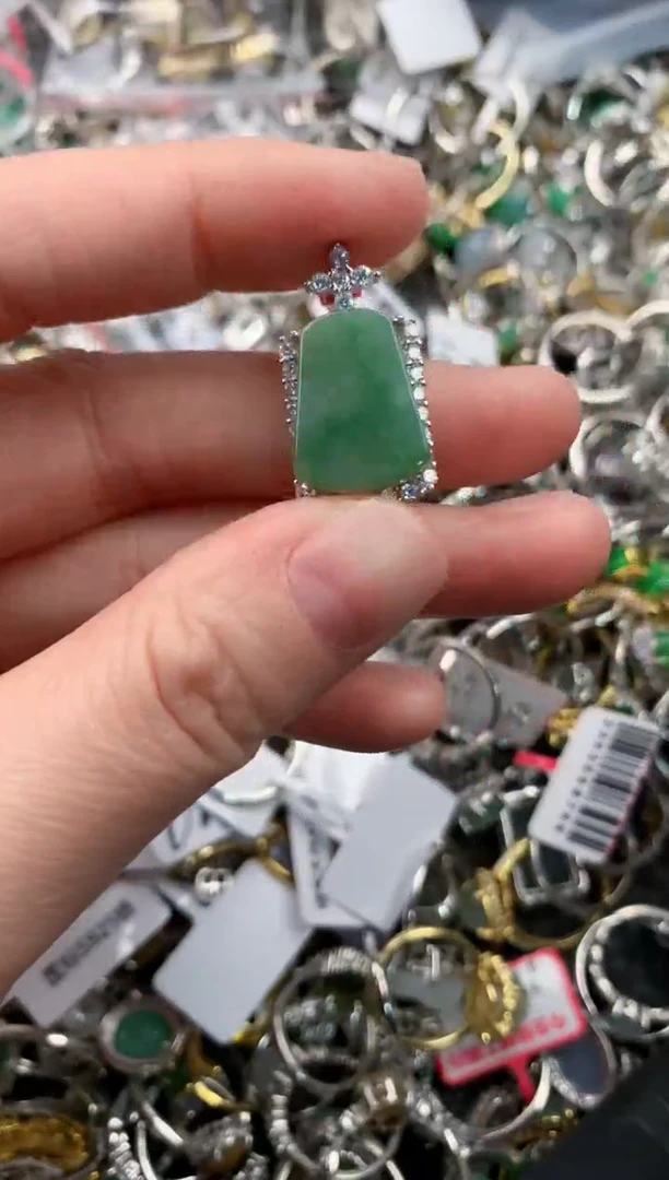 银S925镶嵌戒指翡翠222   9