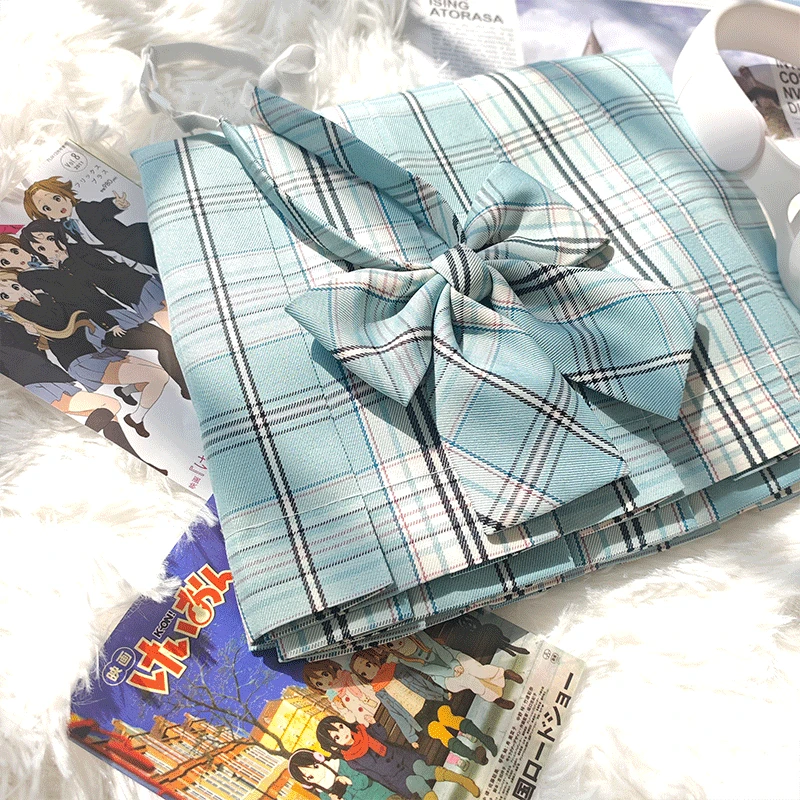 【青芽吻】森鱼社jk原创正版薄荷绿格裙校供叠穿套装半身百褶裙女