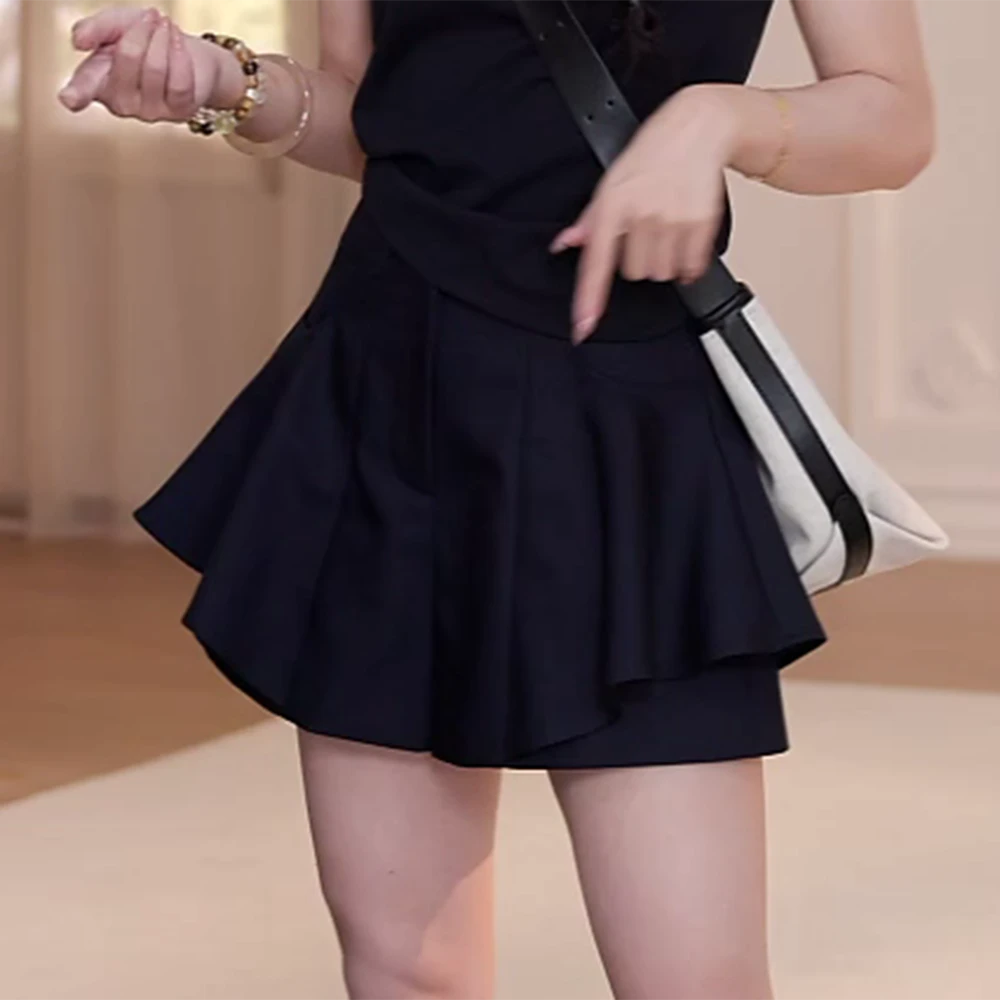 2025新款显瘦气质裙裤短款A字黑色休闲短裤高腰时尚百搭夏季韩版