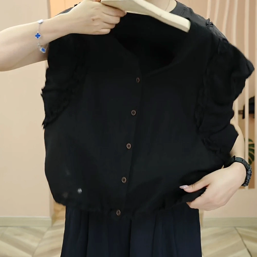 2025夏季新款时尚百搭宽松显瘦法式洋气设计感女士短袖衬衫上衣女