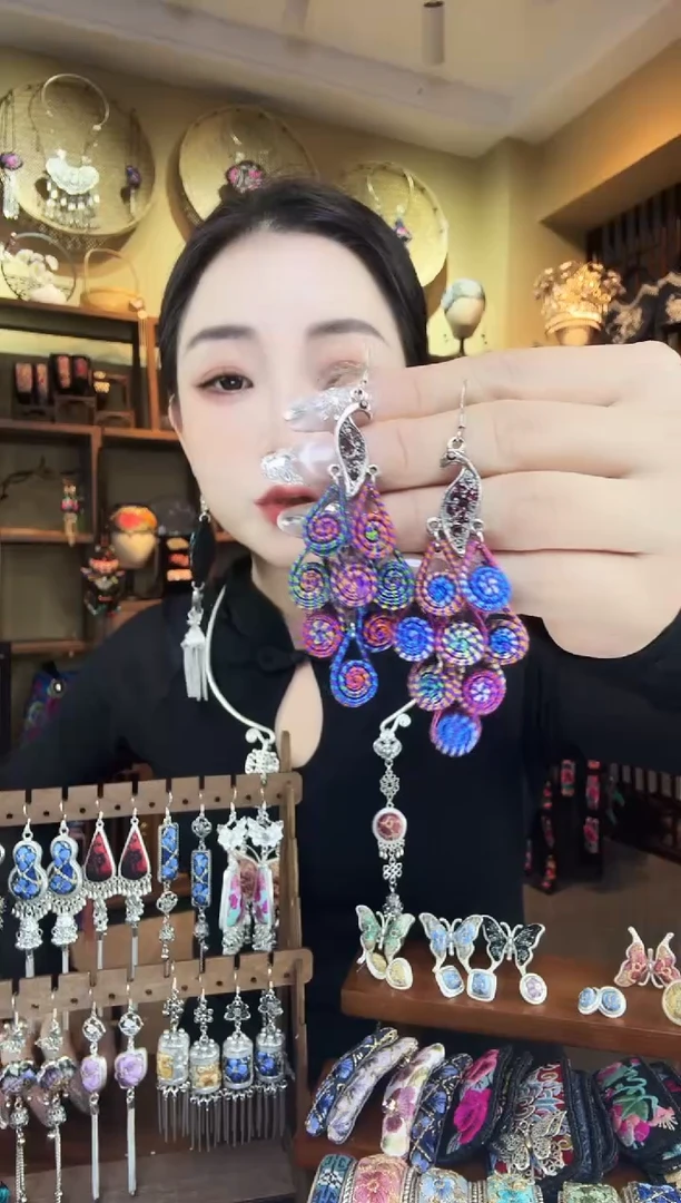 刺绣非遗刺绣民族风耳环