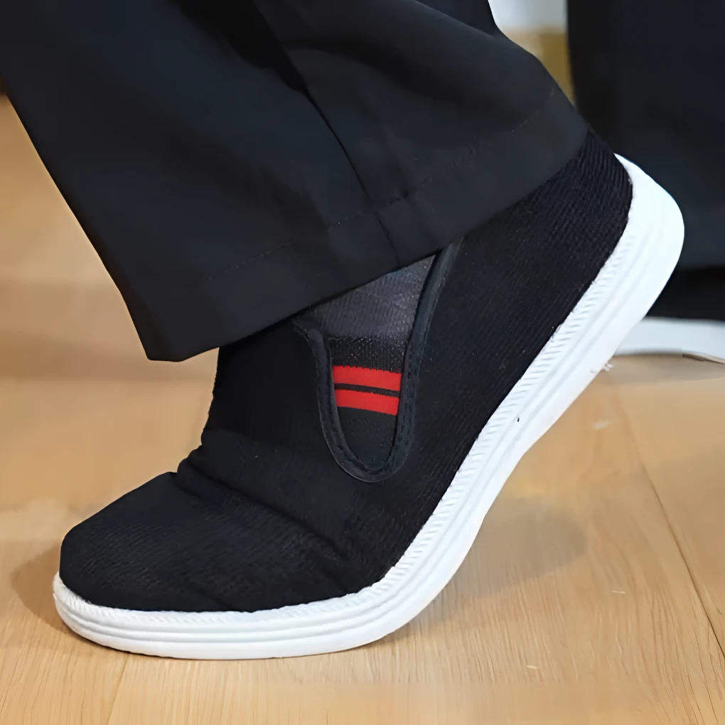 恩施棉布鞋夏季舒适透气轻便防滑艾草鞋垫吸汗防臭软底黑色布鞋