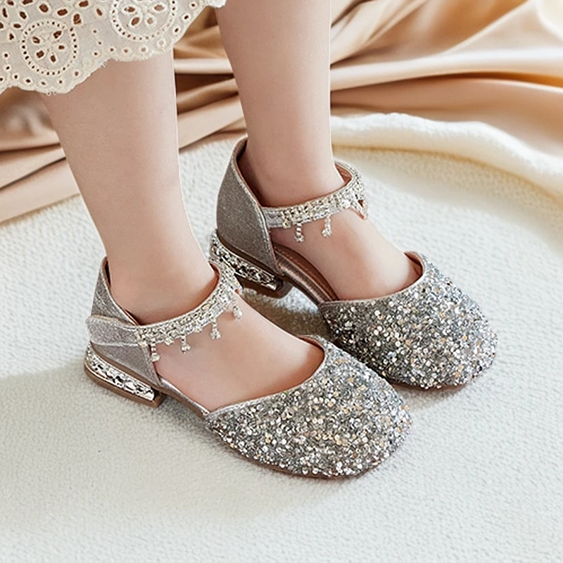 软底皮鞋小女孩公主鞋水晶夏季洋气走秀中大童春秋演出配礼服时尚