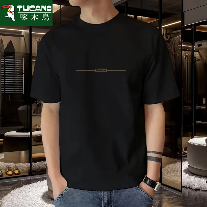 啄木鸟新款2025爆款半袖休闲男士短袖T恤夏季纯棉潮百搭半袖上衣
