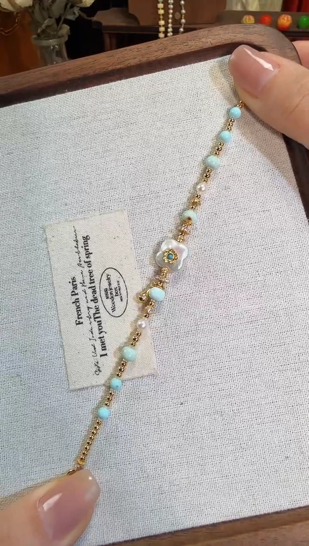 【闪购商品】绿松石手链银S925镶嵌微铁线福利款