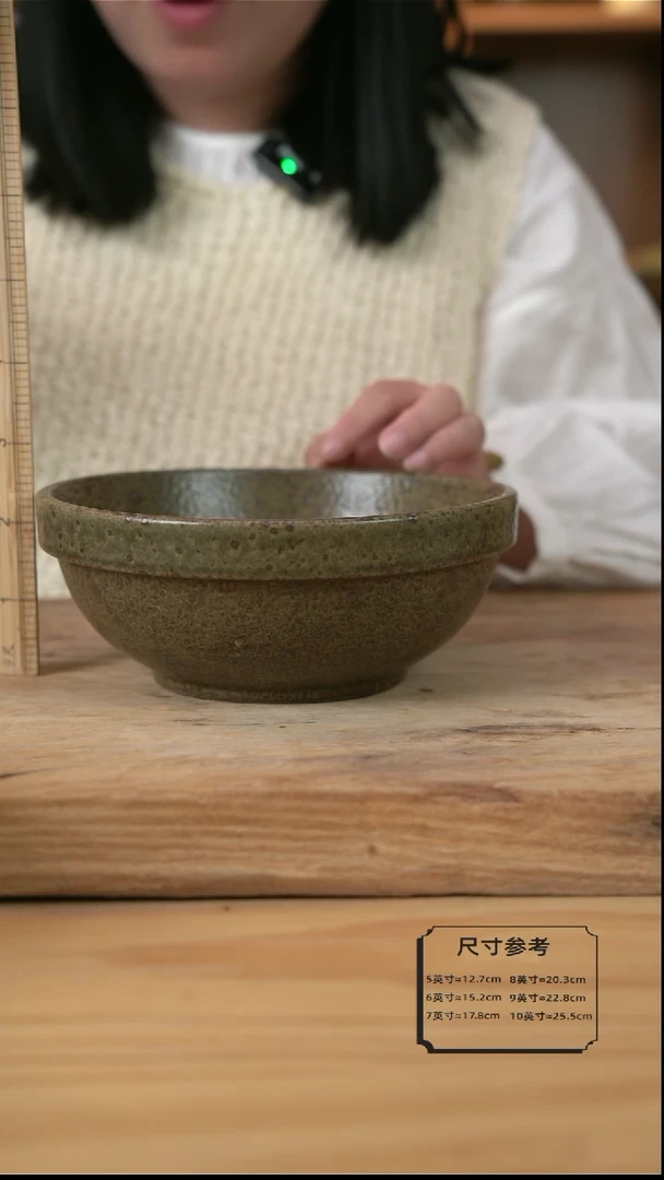 【闪购商品】绿点点系列的8英寸宽边汤碗【盖碗