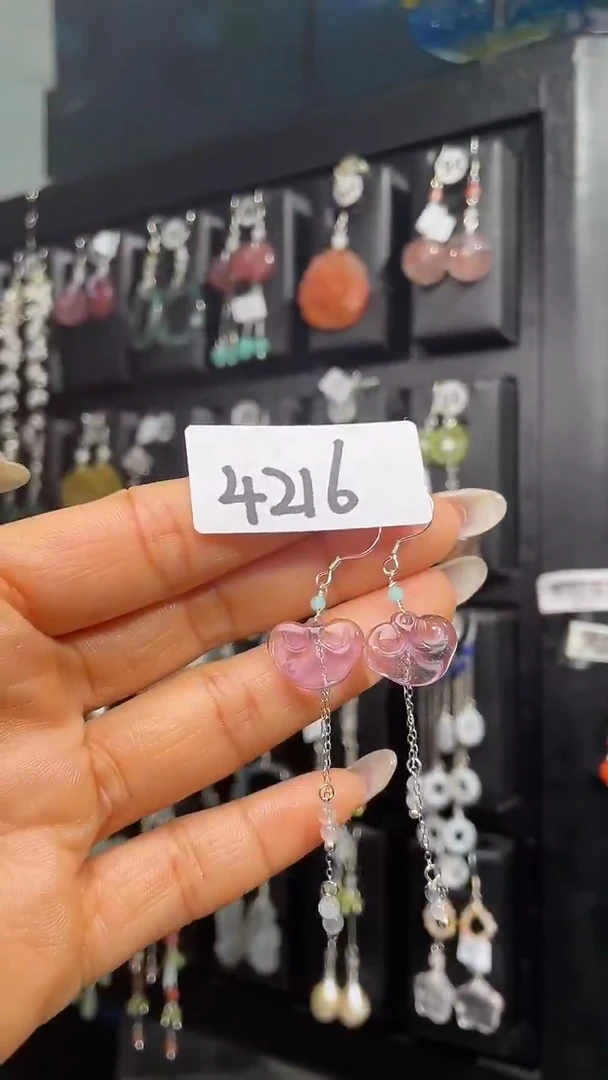 银S925镶嵌耳饰紫晶喜欢拍