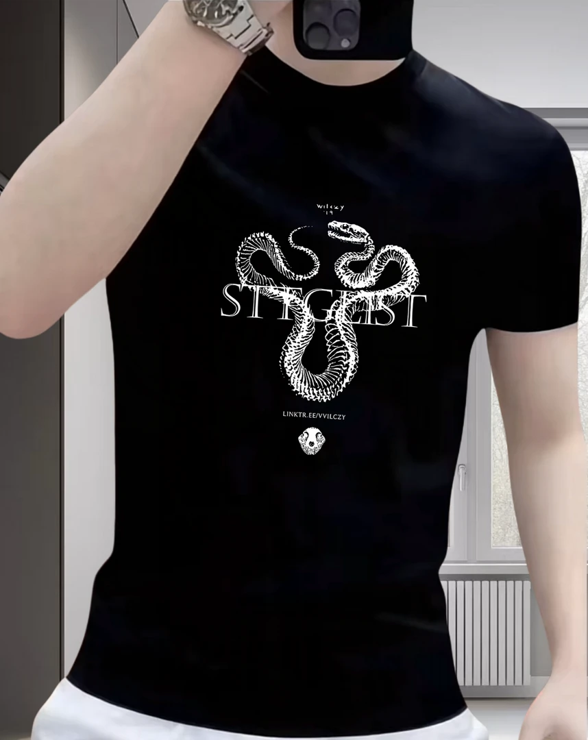 潮牌2025新款潮流短袖t恤创意印花设计男士国潮时尚圆领百搭上衣